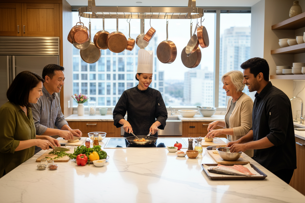 Chef teaching cooking class